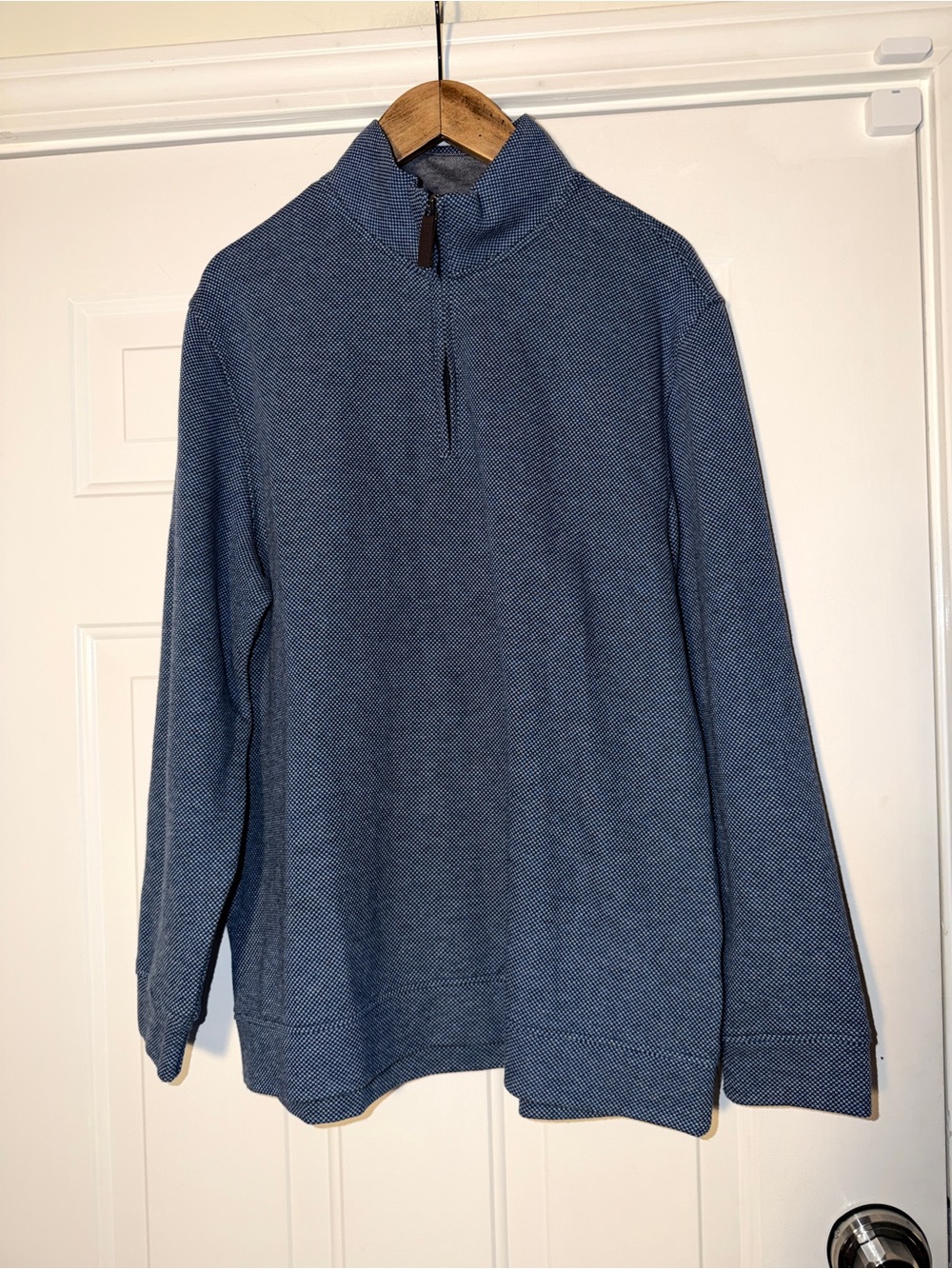 Men's Half-Zip Club Room Cotton Blend Knit Sweater Pullover - Blue. Sz XL